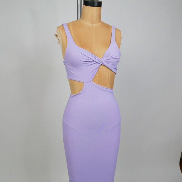 Bardot | Venus Midi Dress Lilac Twist Front Cut-Out bodycon slip xs - Picture 3 of 7